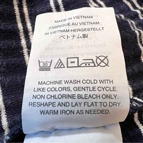 Madewell Womens Racerback Midi Tank Dress Large Striped Ribbed Navy Blue White - Picture 12 of 14